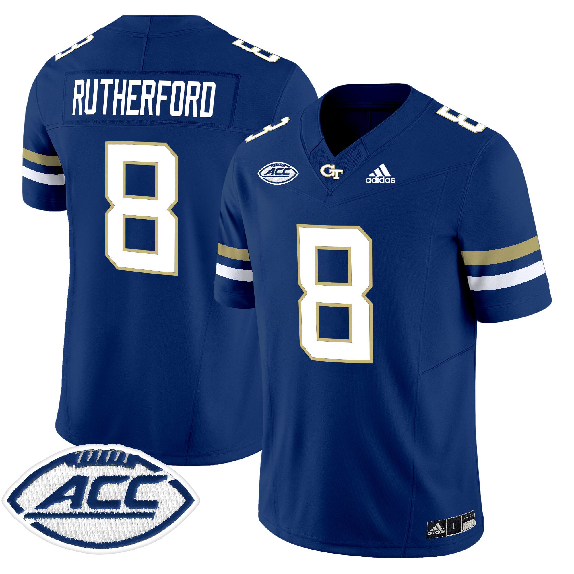 Men Georgia Tech #8 Rutherford Blue Asidas 2024 Vapor Limited NCAA Jersey style 1